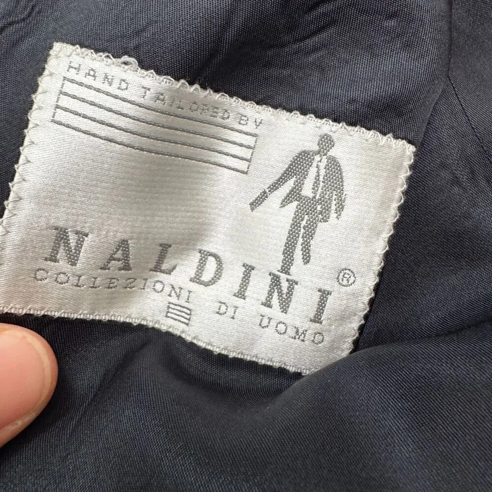 Naldini Keno-77 Wool Super 120s Suit Blazer Jacket Mens 42R Navy Blue Ventless